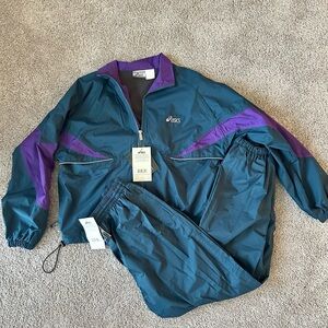 VTG 80s 90s NWT Deadstock Asics Windbreaker Track Suit RARE Sz L Retro Grail